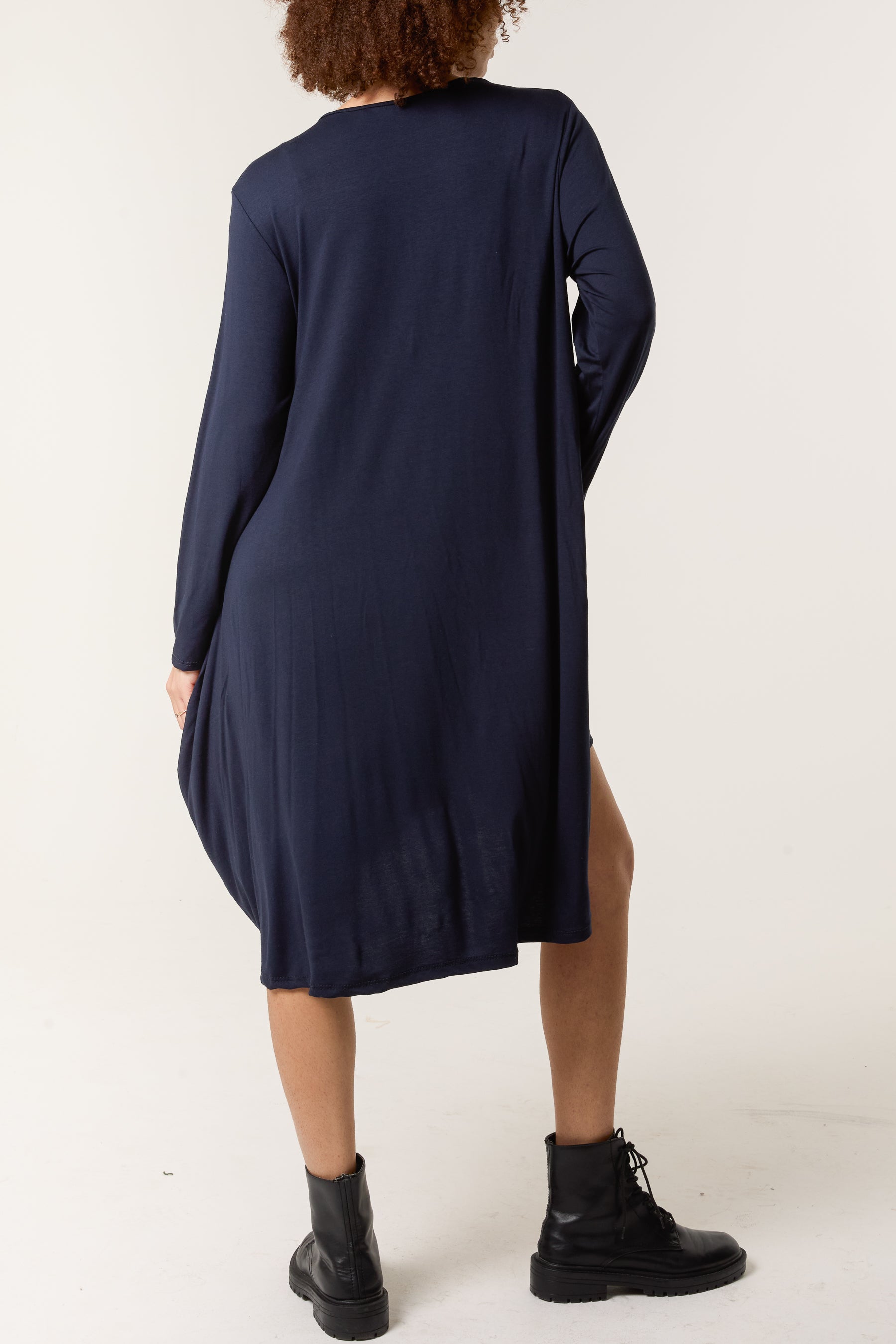 Long Sleeve High Low Jersey Dress