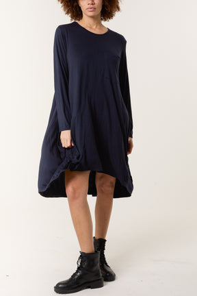 Long Sleeve High Low Jersey Dress