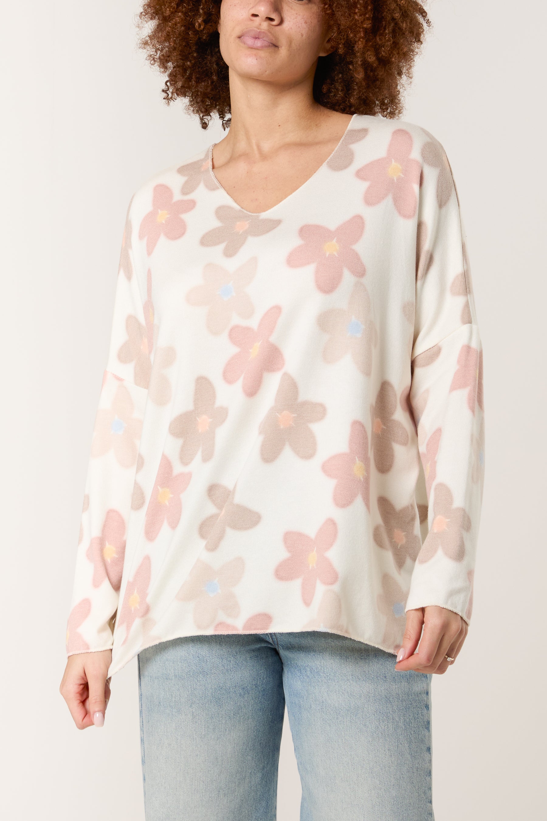 V-Neck Daisy Fine Knit Jumper