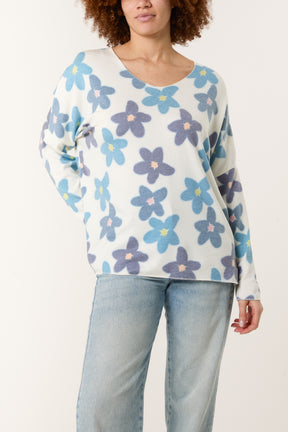 V-Neck Daisy Fine Knit Jumper