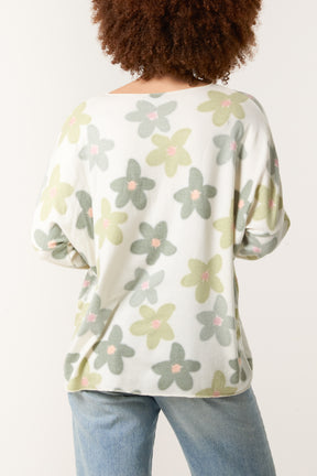 V-Neck Daisy Fine Knit Jumper