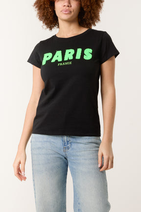 Flocking "PARIS" Short Sleeve T-shirt