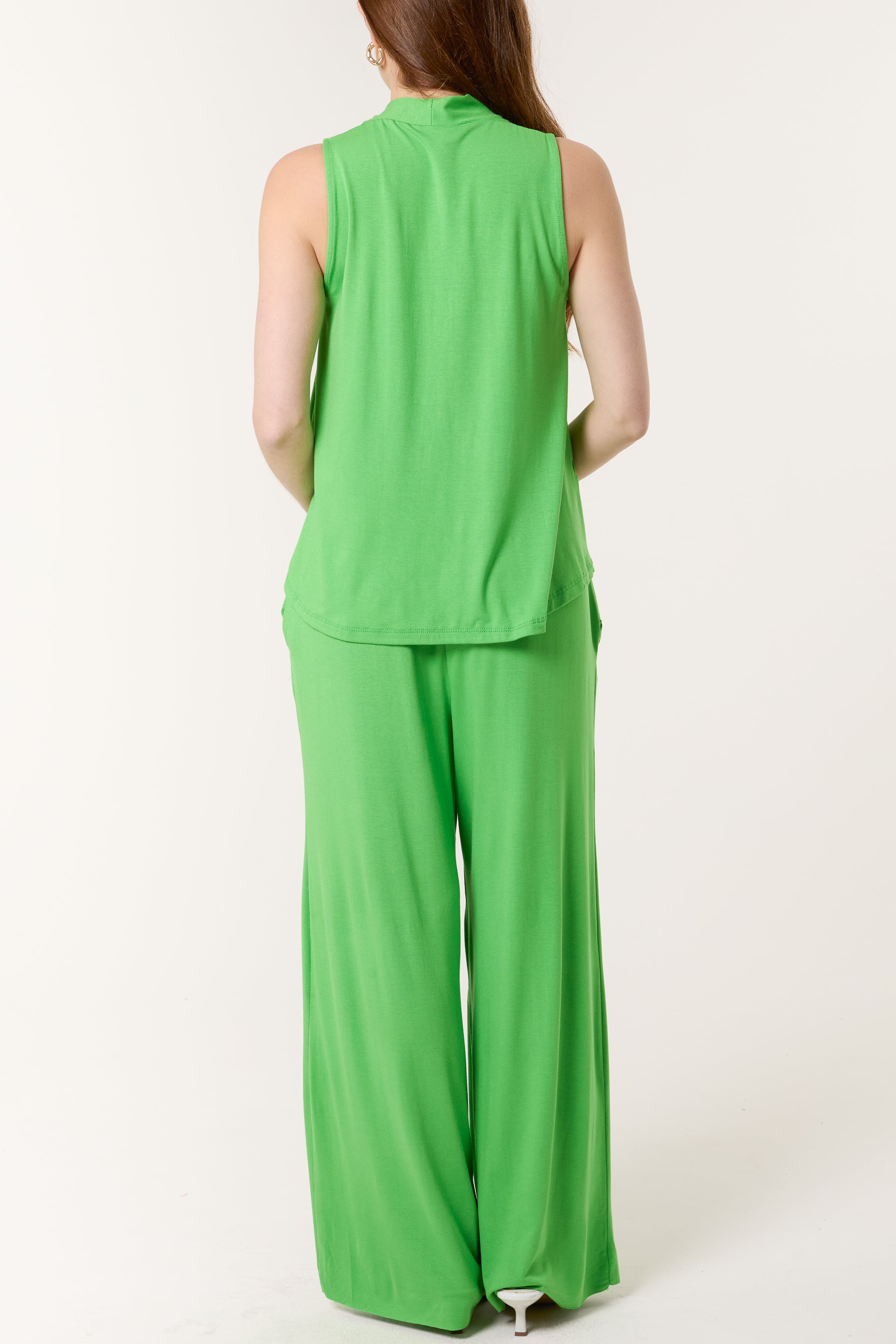 Stretch Jersey Top & Wide Leg Trouser Set