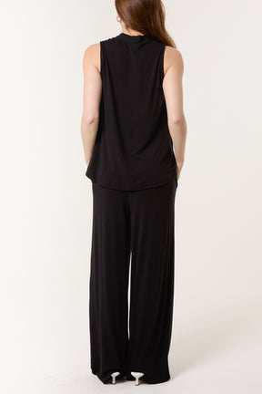 Stretch Jersey Top & Wide Leg Trouser Set