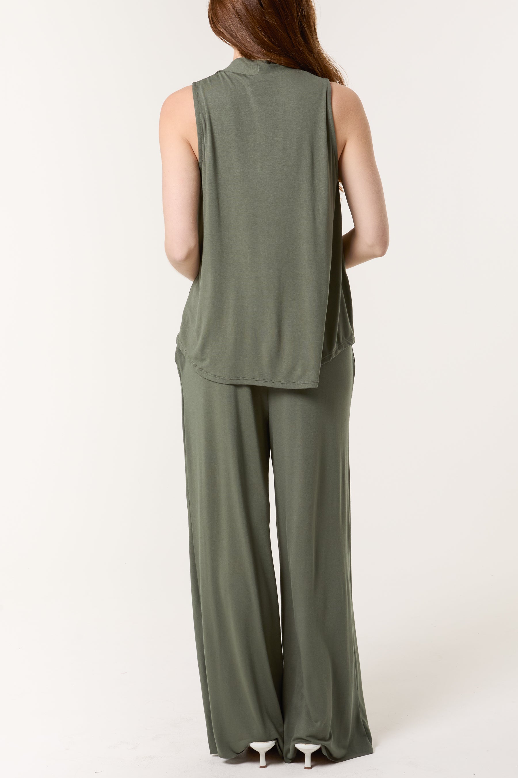 Stretch Jersey Top & Wide Leg Trouser Set