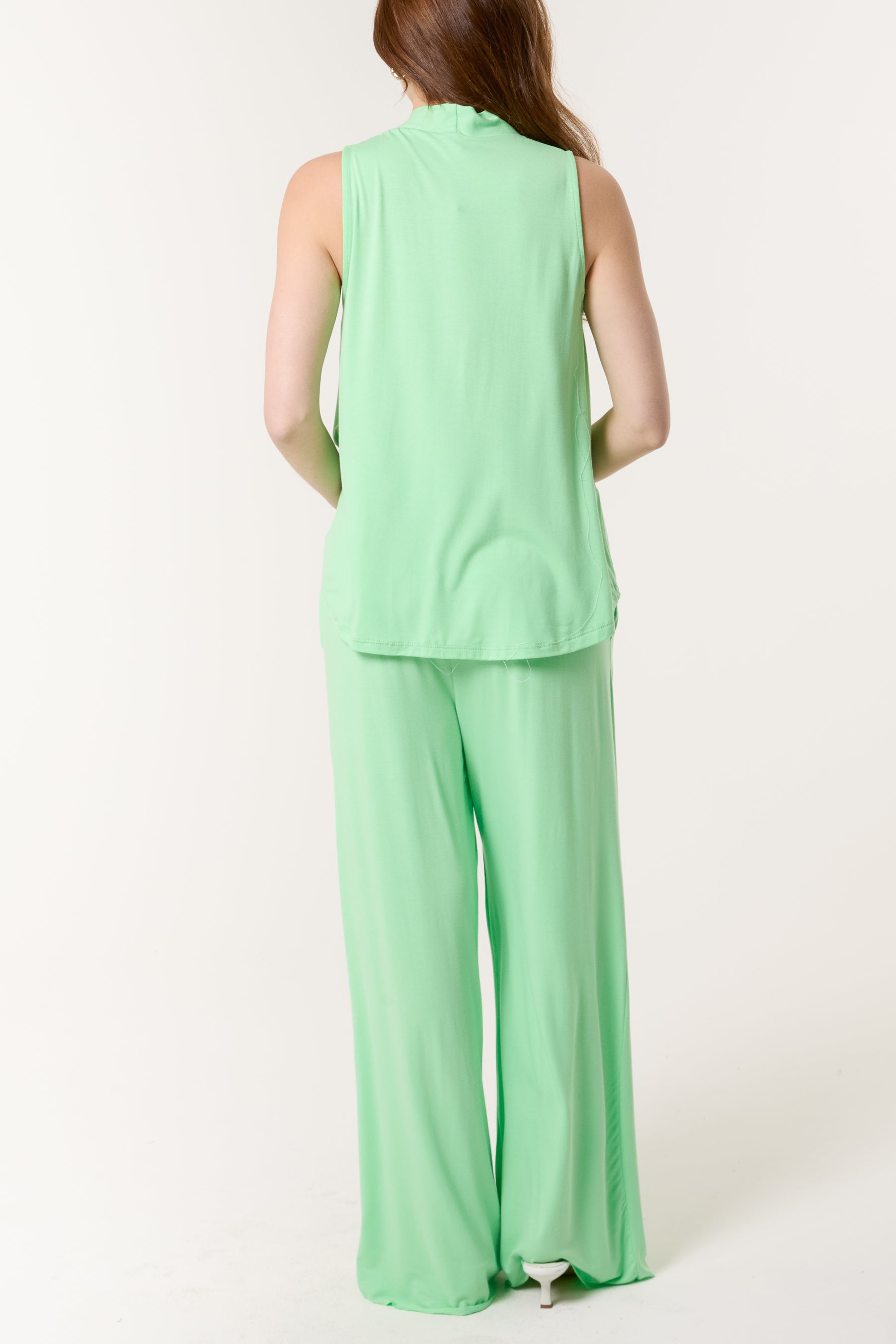 Stretch Jersey Top & Wide Leg Trouser Set