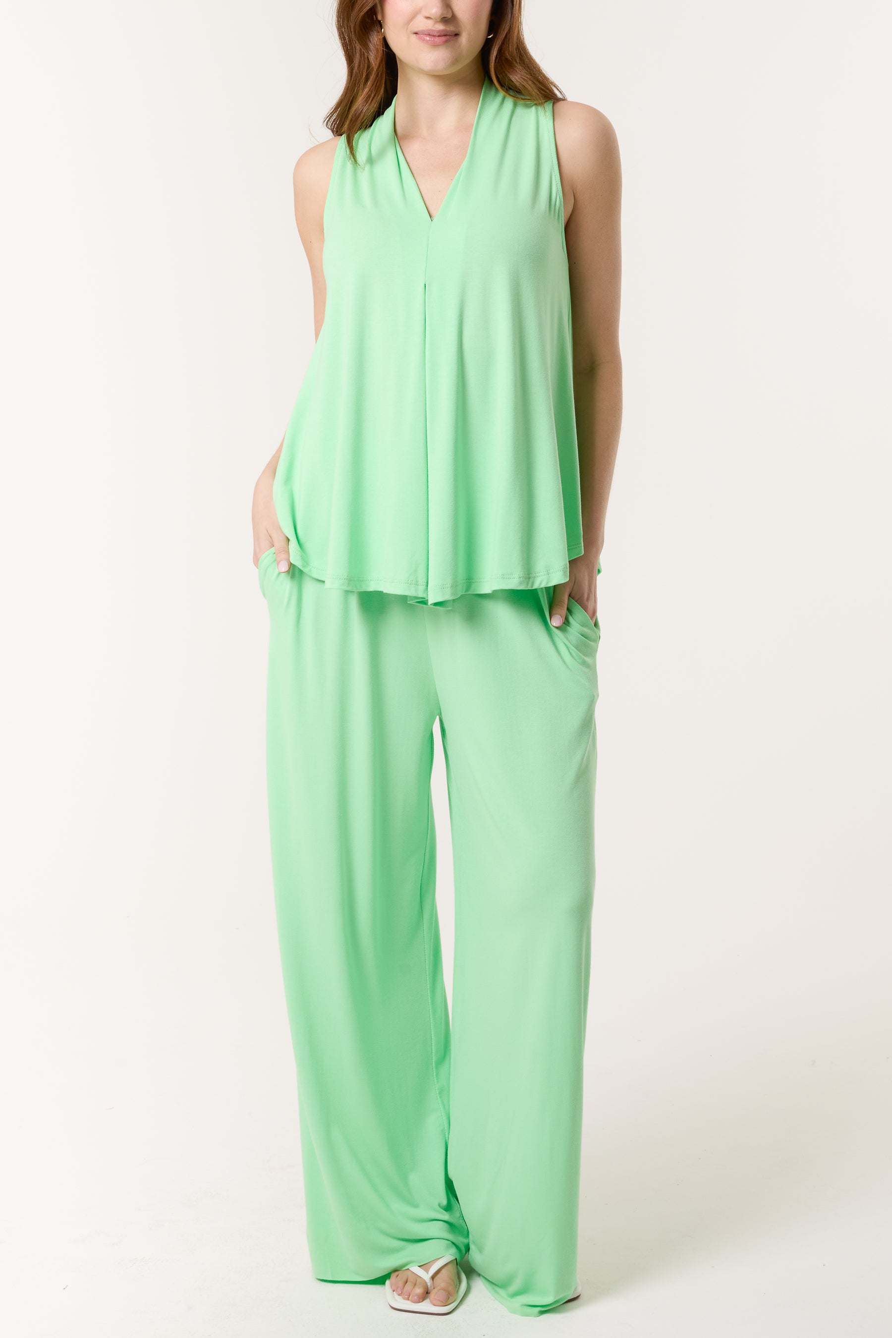 Stretch Jersey Top & Wide Leg Trouser Set