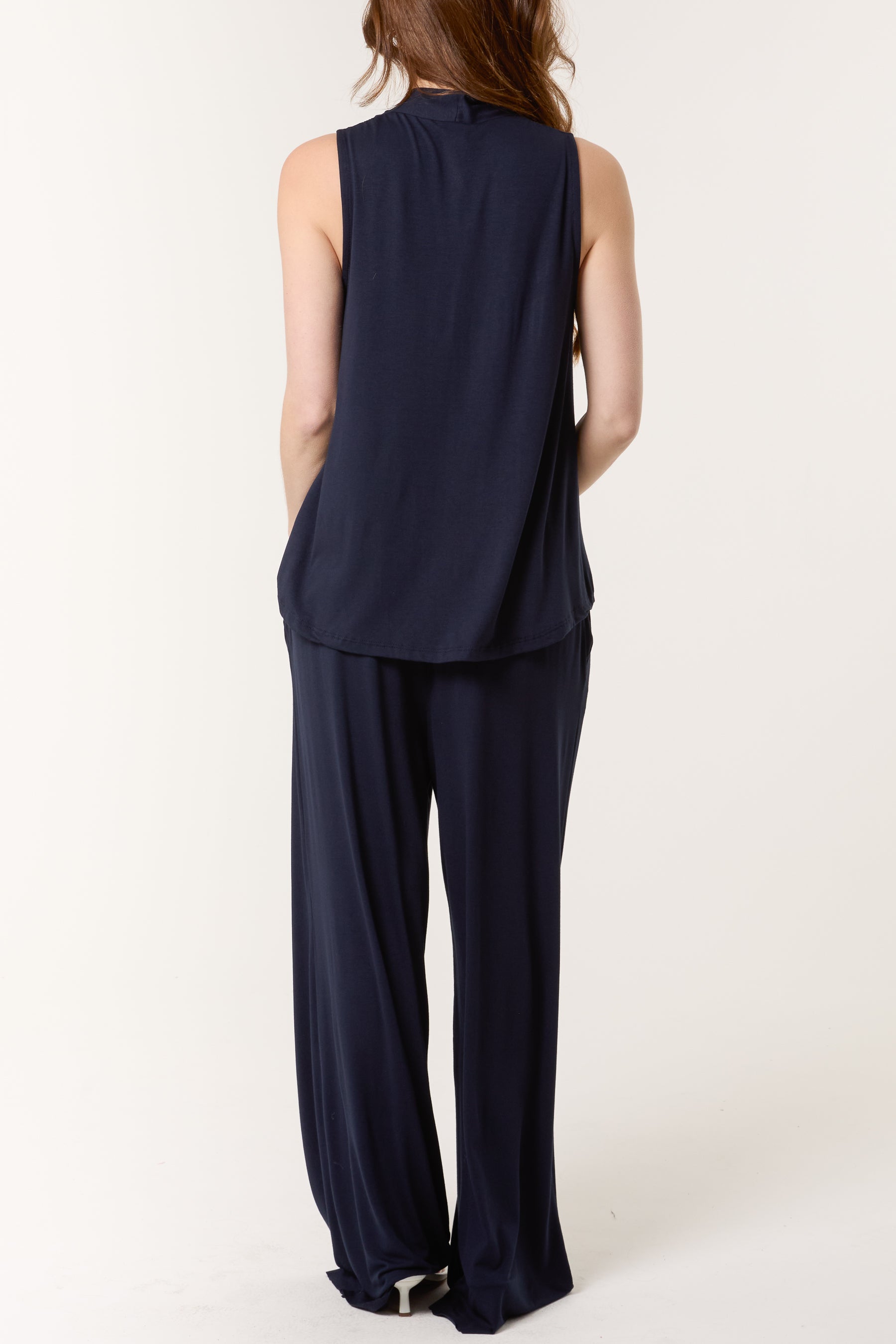 Stretch Jersey Top & Wide Leg Trouser Set