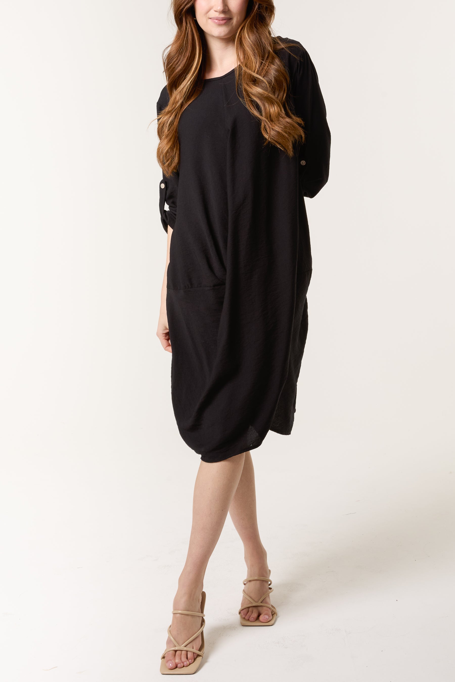 Twisted Front Long Sleeve Dress