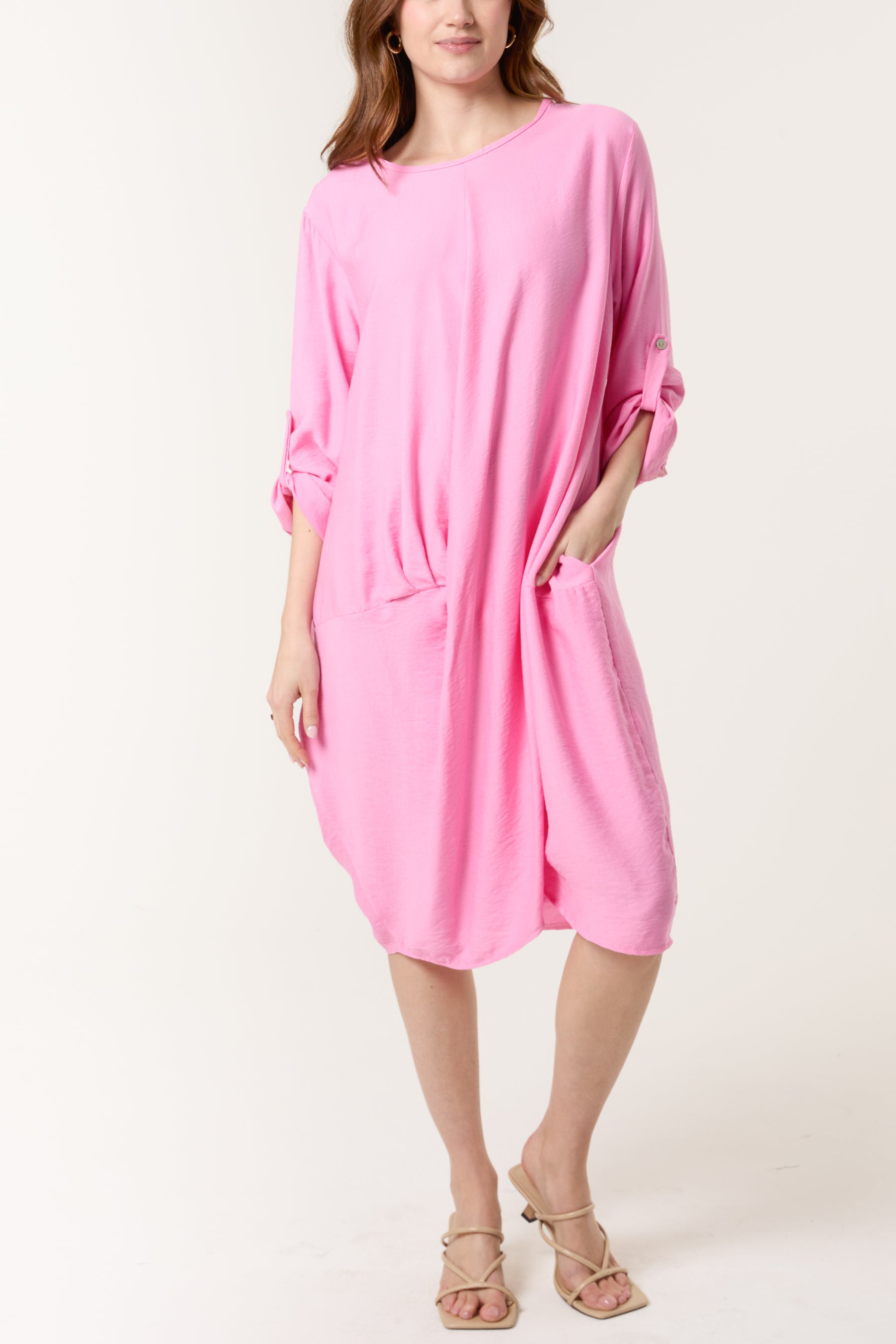 Twisted Front Long Sleeve Dress