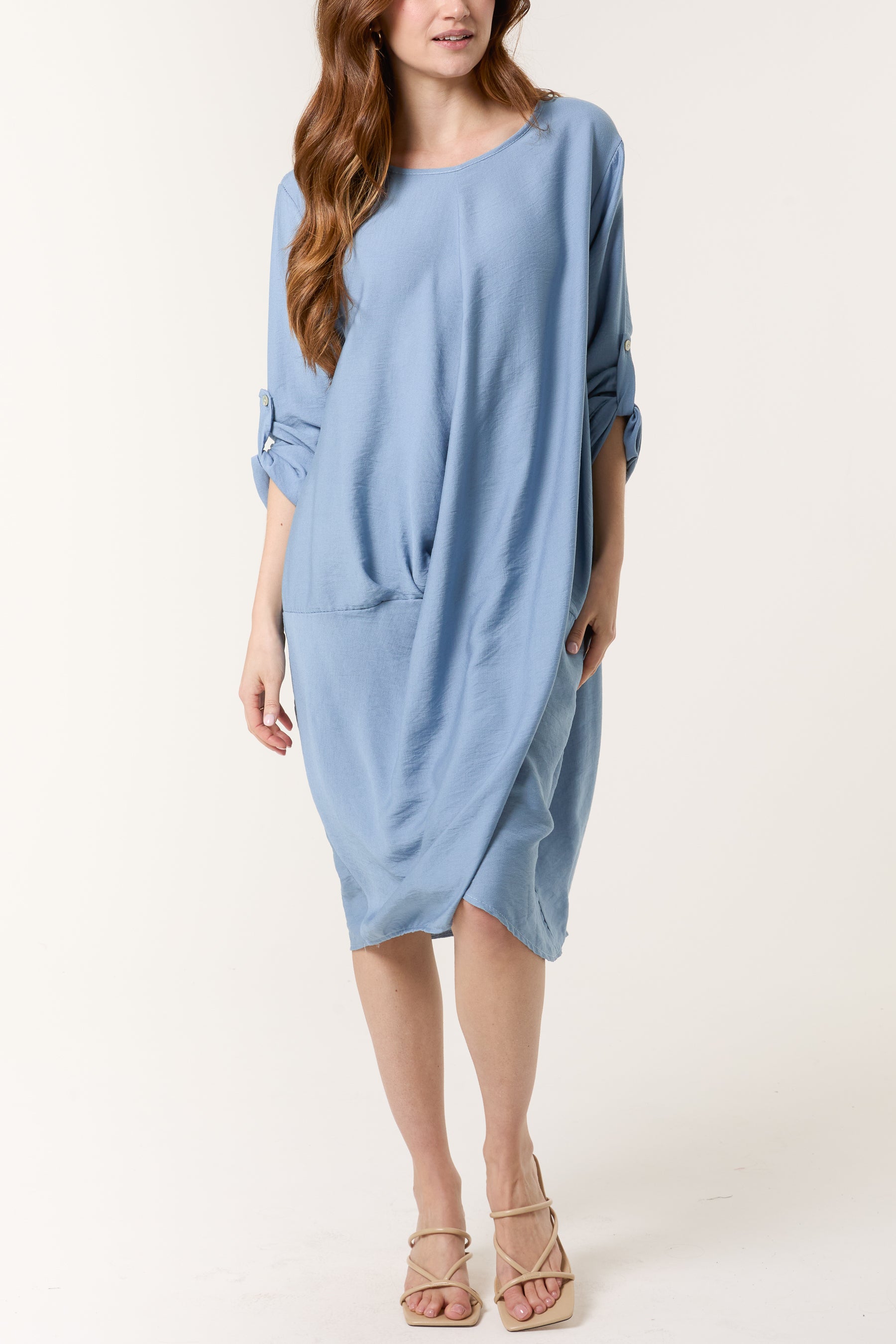 Twisted Front Long Sleeve Dress