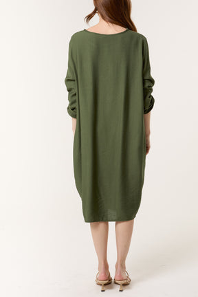 Twisted Front Long Sleeve Dress