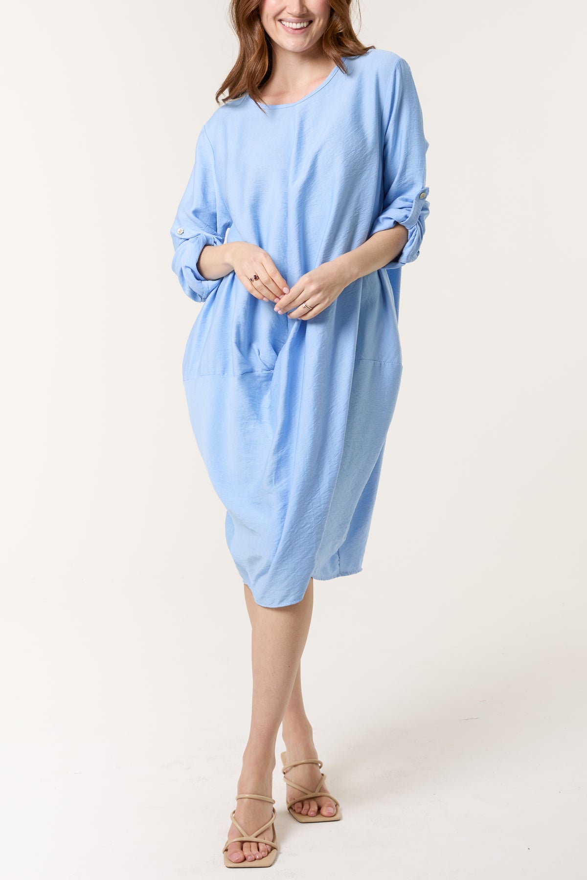 Twisted Front Long Sleeve Dress