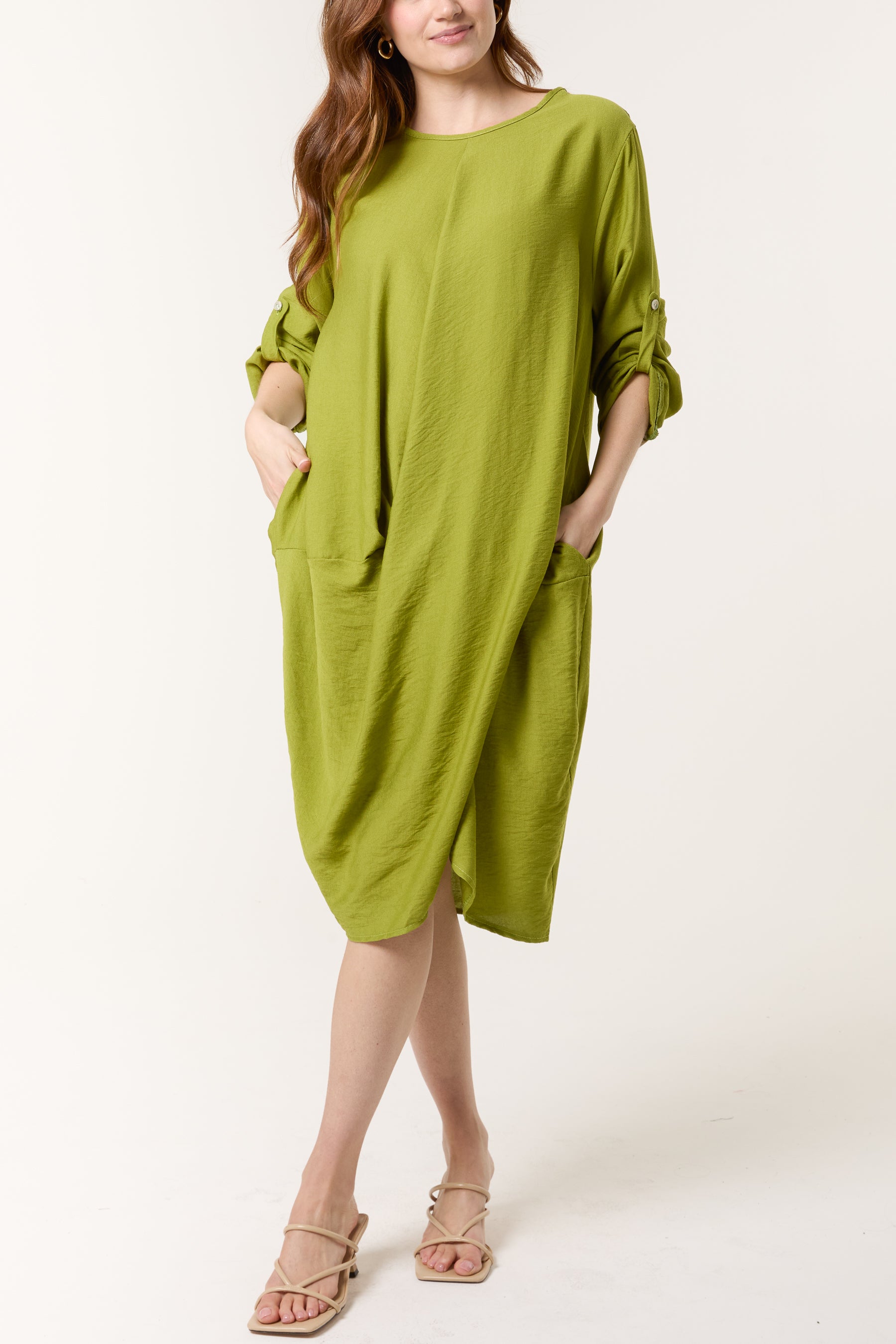 Twisted Front Long Sleeve Dress