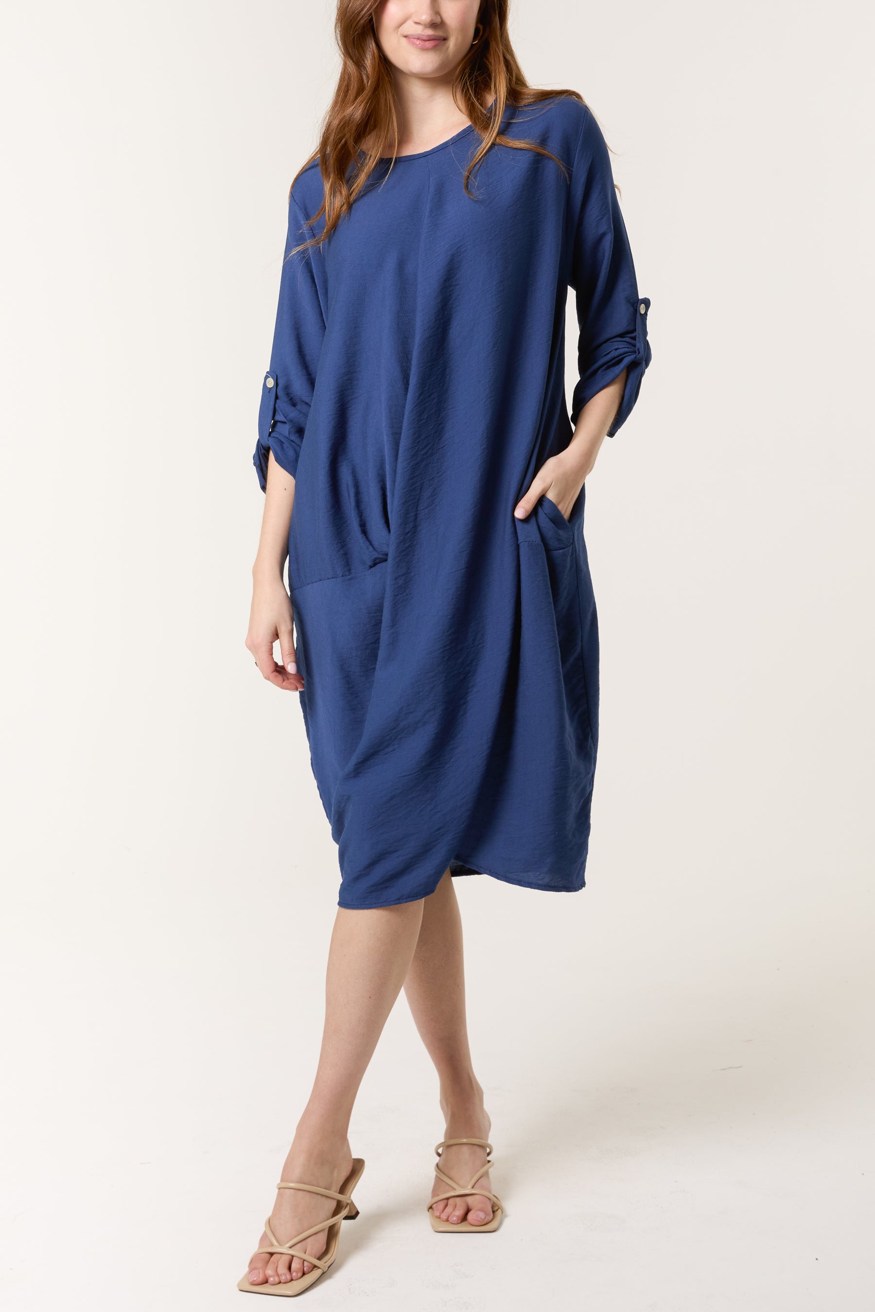 Twisted Front Long Sleeve Dress