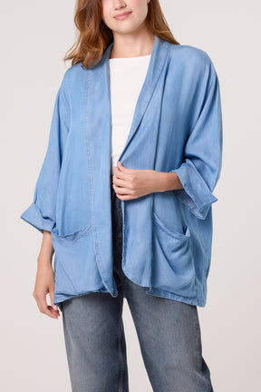 Floaty Denim Pockets Kimono Jacket
