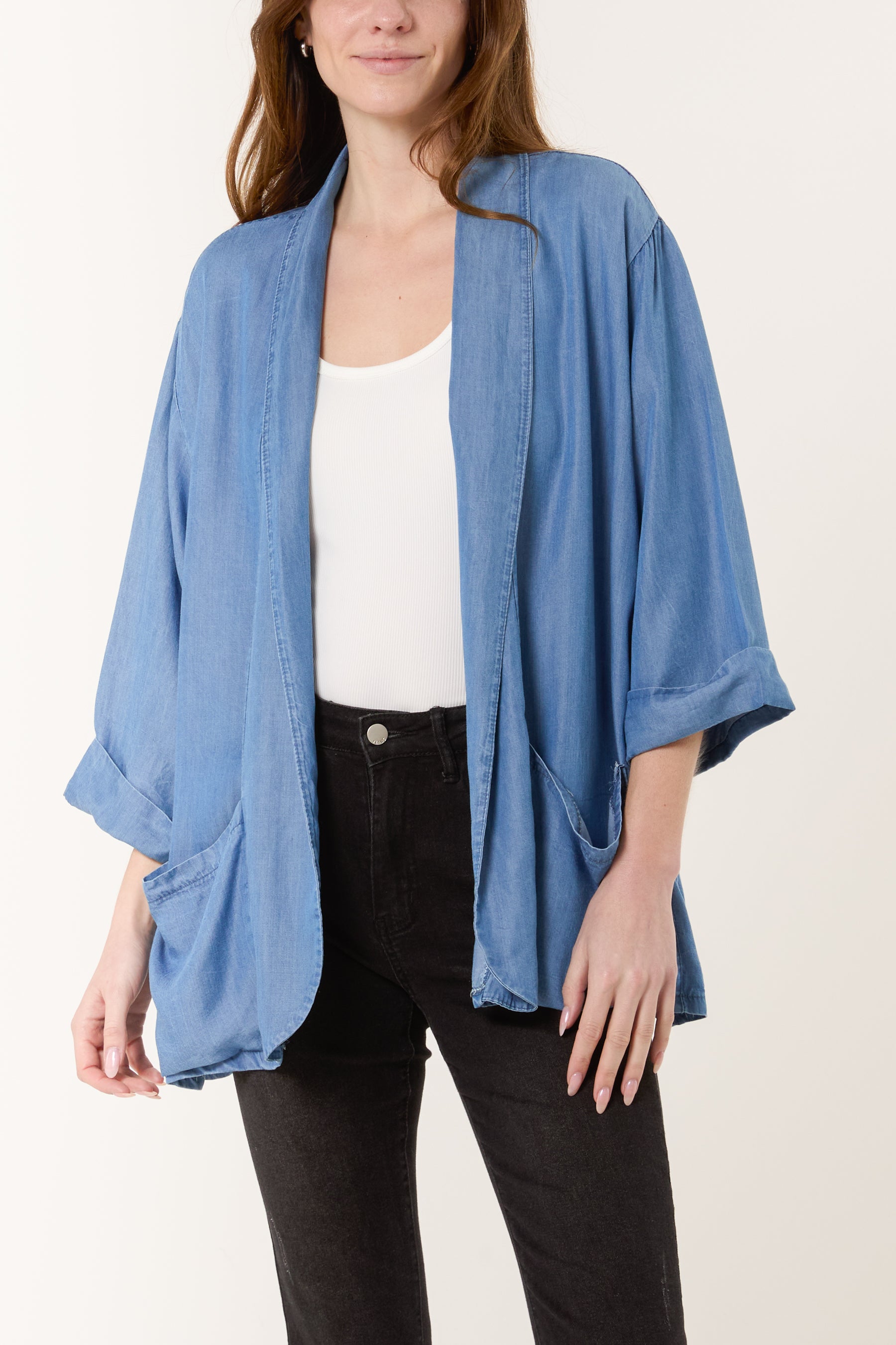 Floaty Denim Pockets Kimono