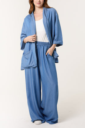 Floaty Denim Pockets Kimono