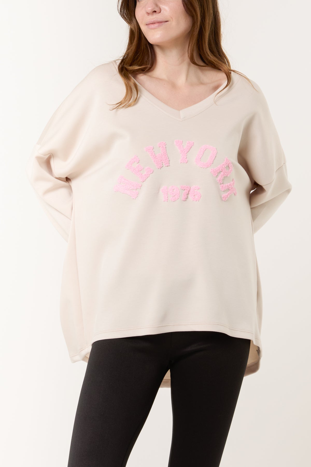 Flocking "NEW YORK" V-Neck Sweatshirt