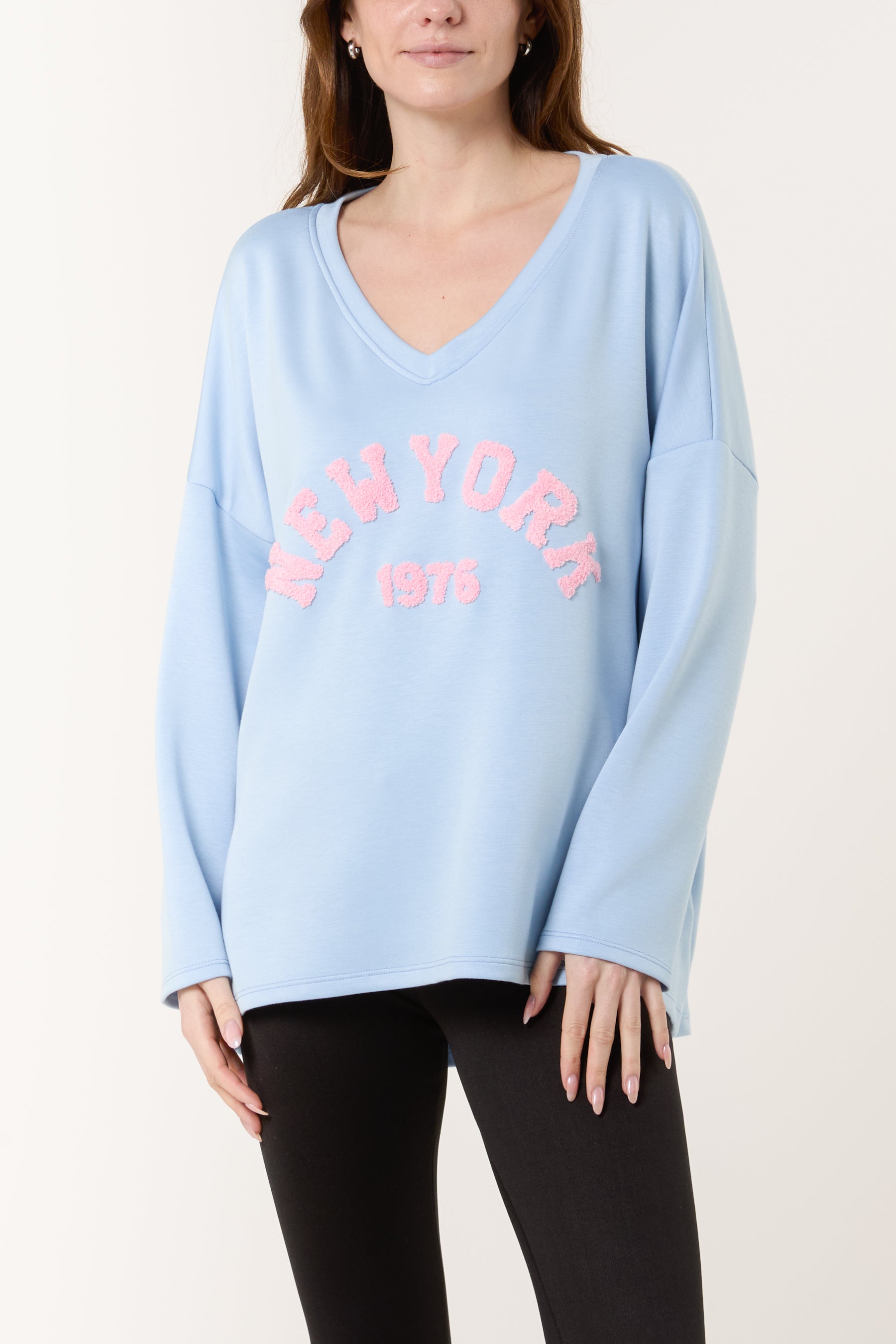 Flocking "NEW YORK" V-Neck Sweatshirt