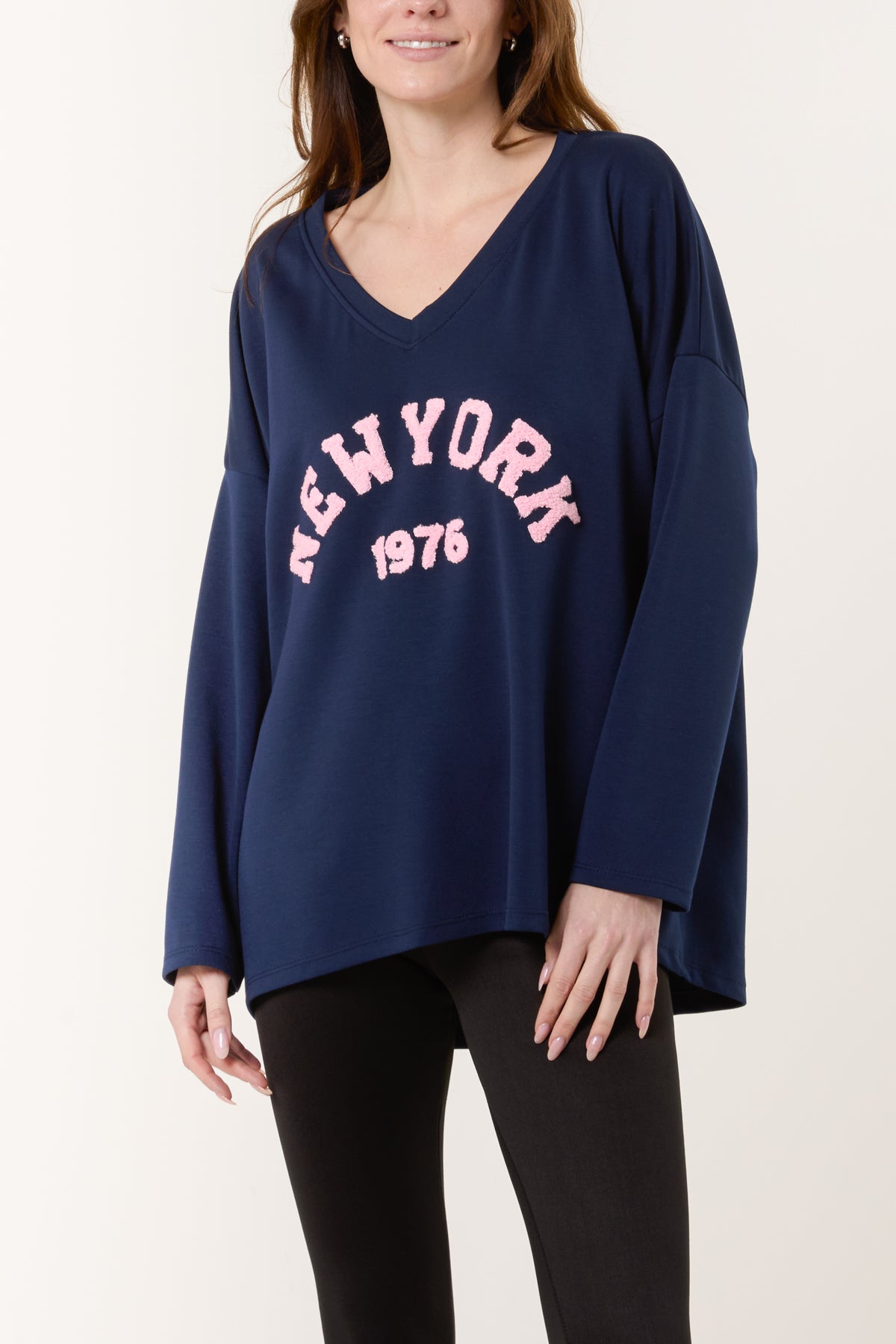 Flocking "NEW YORK" V-Neck Sweatshirt