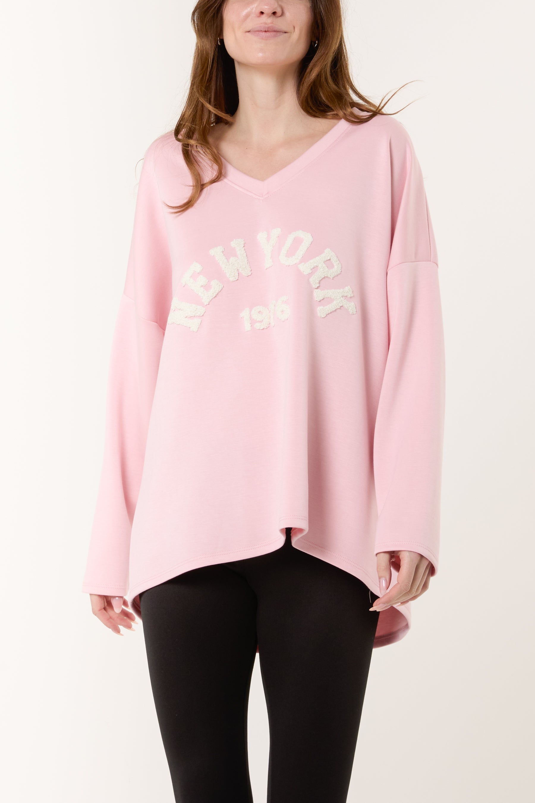 Flocking "NEW YORK" V-Neck Sweatshirt