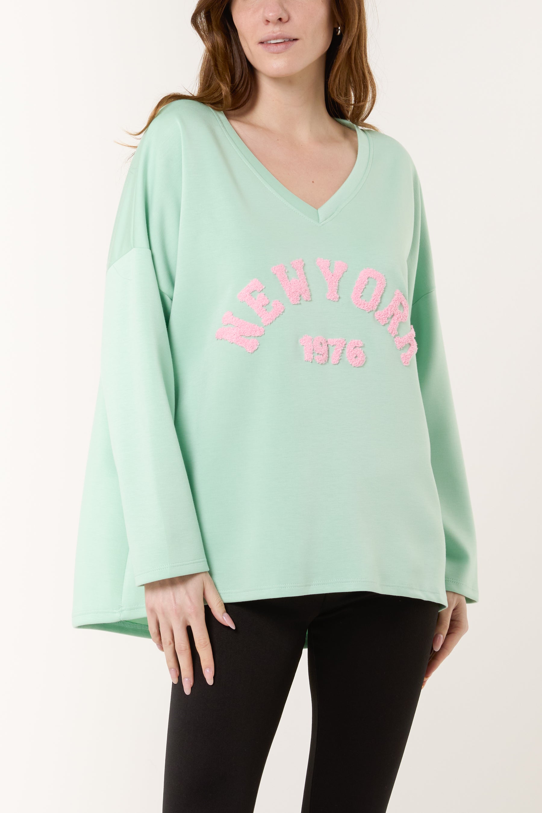 Flocking "NEW YORK" V-Neck Sweatshirt