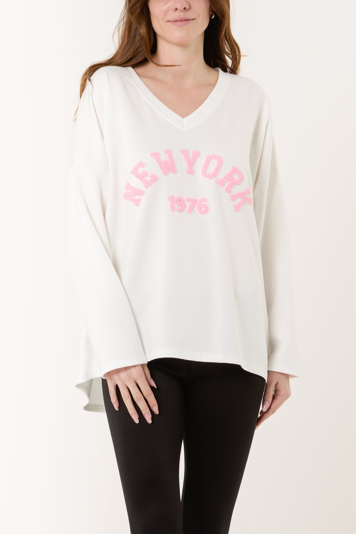 Flocking "NEW YORK" V-Neck Sweatshirt