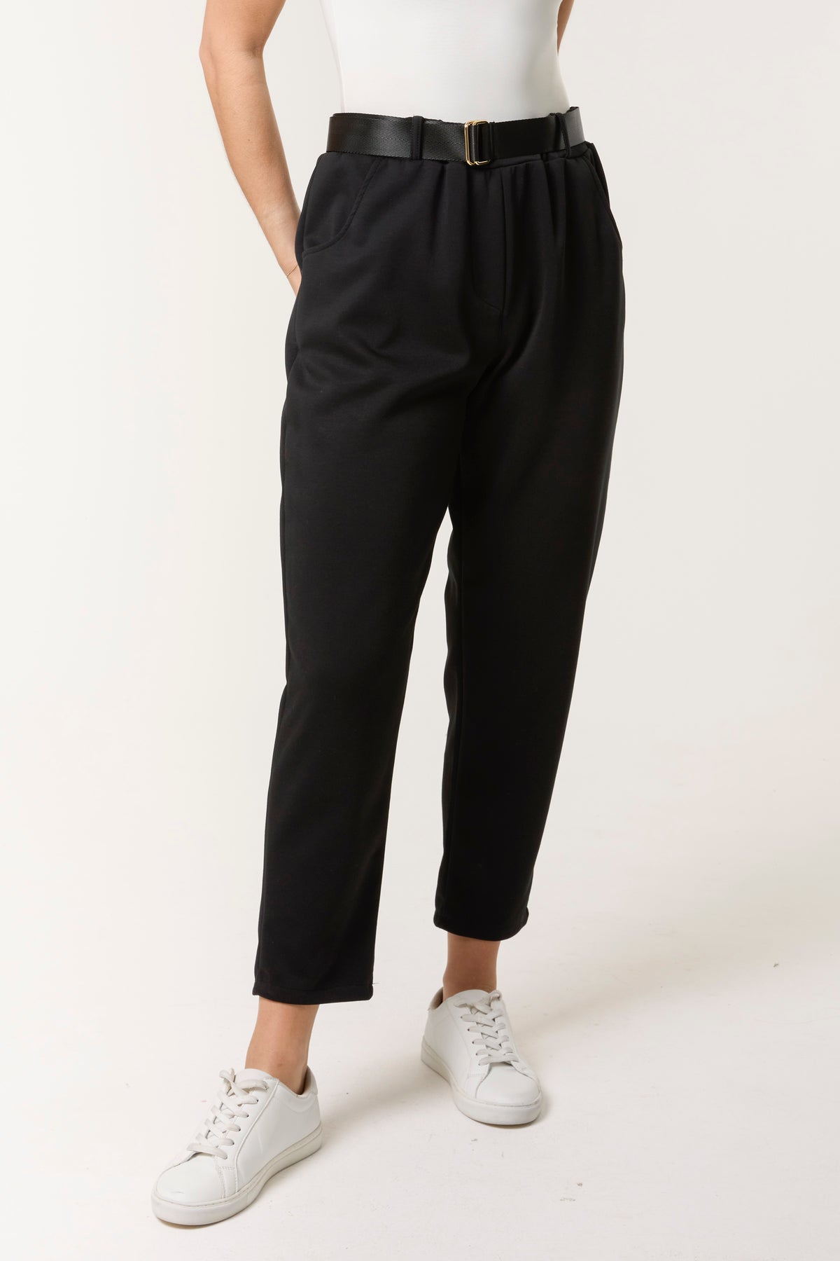 Belted High Waisted Soft Touch Trousers