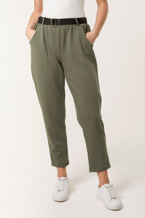 Belted High Waisted Soft Touch Trousers