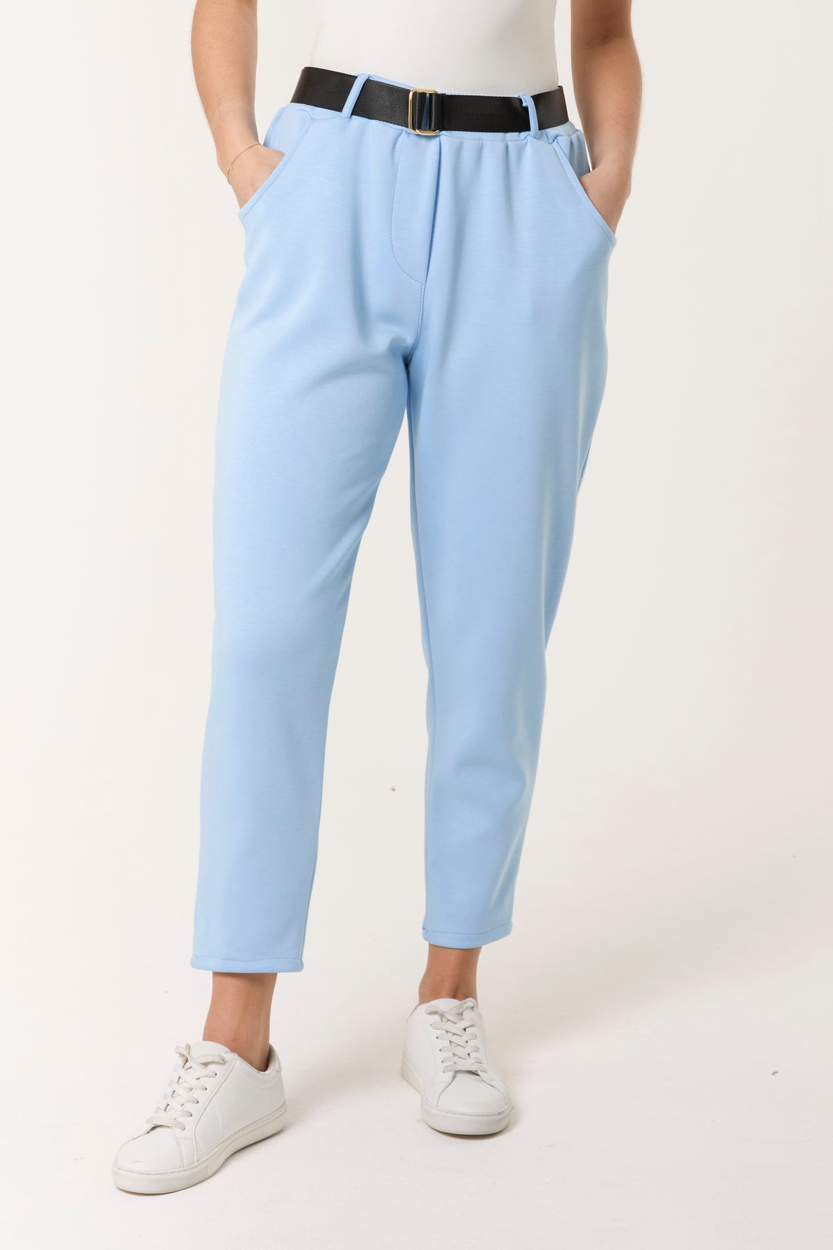 Belted High Waisted Soft Touch Trousers