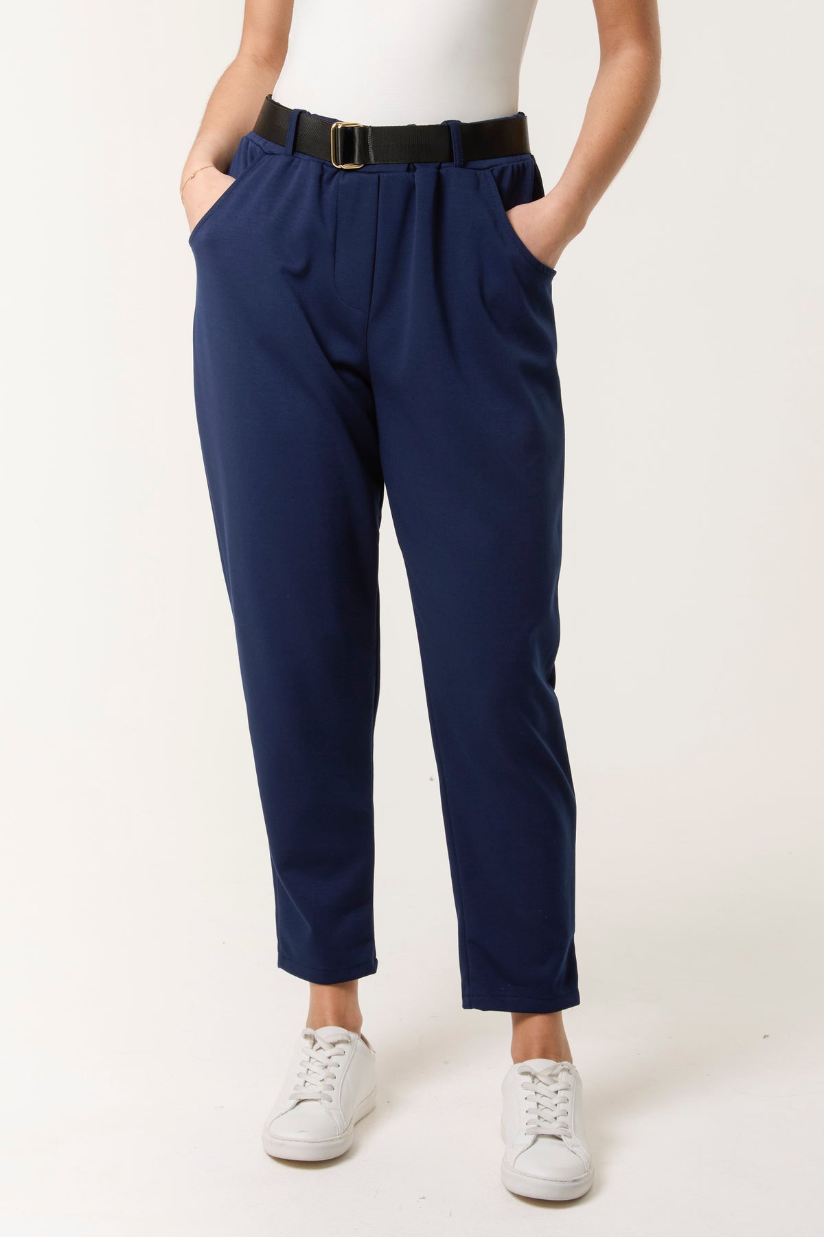 Belted High Waisted Soft Touch Trousers