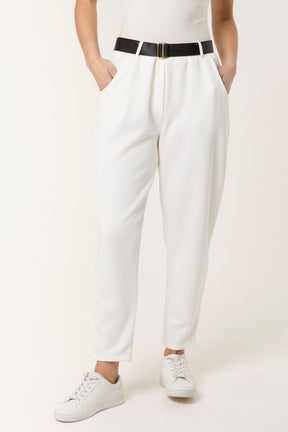 Belted High Waisted Soft Touch Trousers