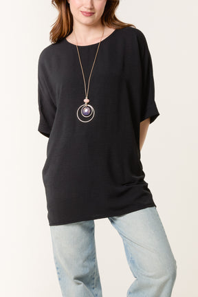 Necklace Batwing Short Sleeve Top