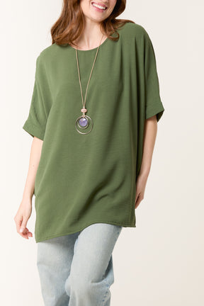 Necklace Batwing Short Sleeve Top