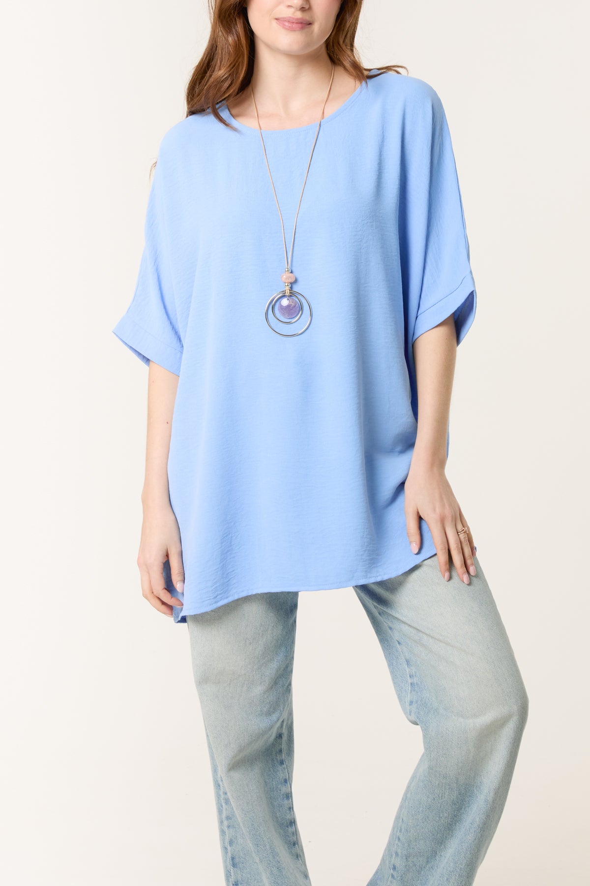 Necklace Batwing Short Sleeve Top