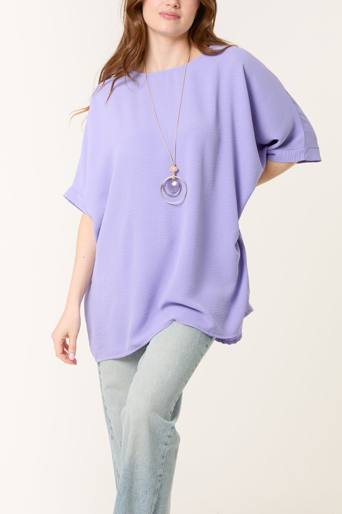 Necklace Batwing Short Sleeve Top