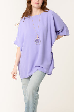 Necklace Batwing Short Sleeve Top