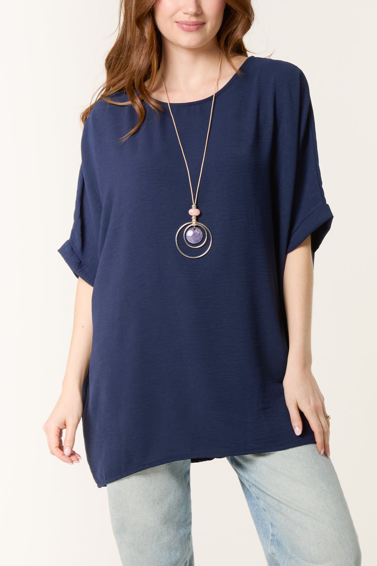 Necklace Batwing Short Sleeve Top