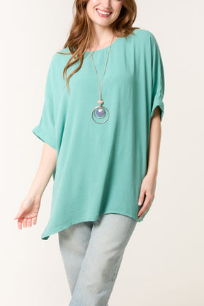 Necklace Batwing Short Sleeve Top