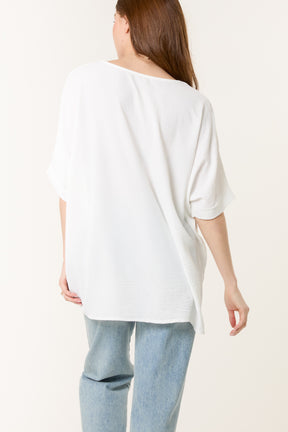 Necklace Batwing Short Sleeve Top