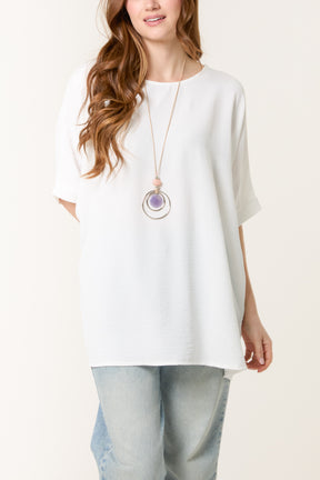 Necklace Batwing Short Sleeve Top