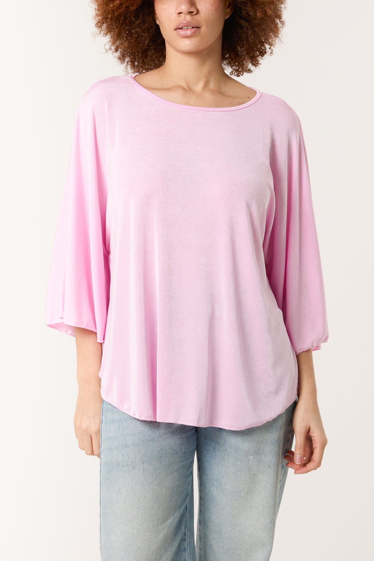 Boat Neck Flare Sleeve Acetate Top