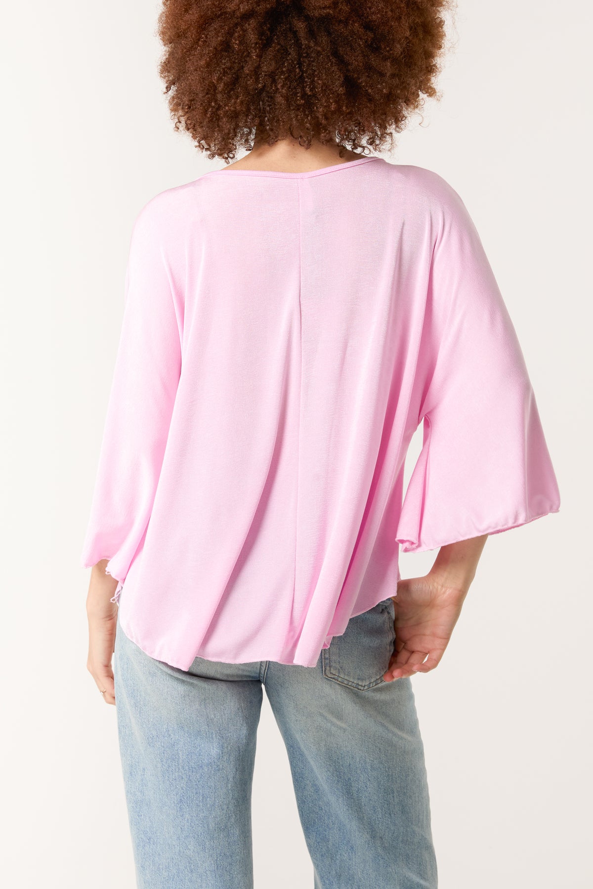 Boat Neck Flare Sleeve Acetate Top