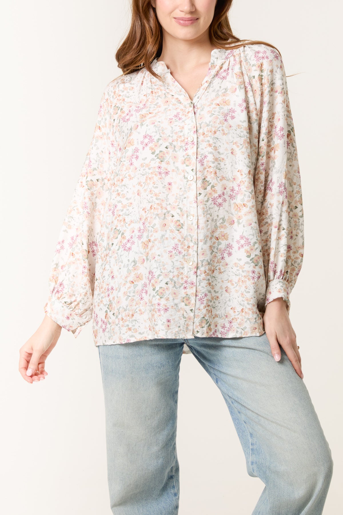 Daisy Print Shell Button Blouse