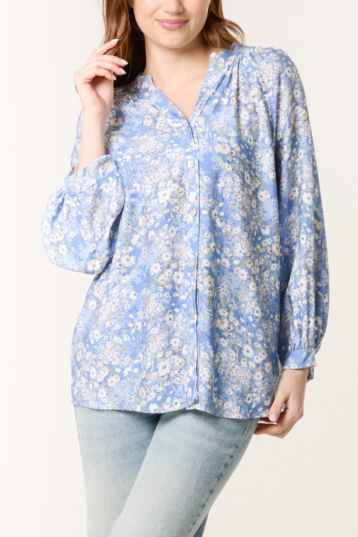 Daisy Print Shell Button Blouse