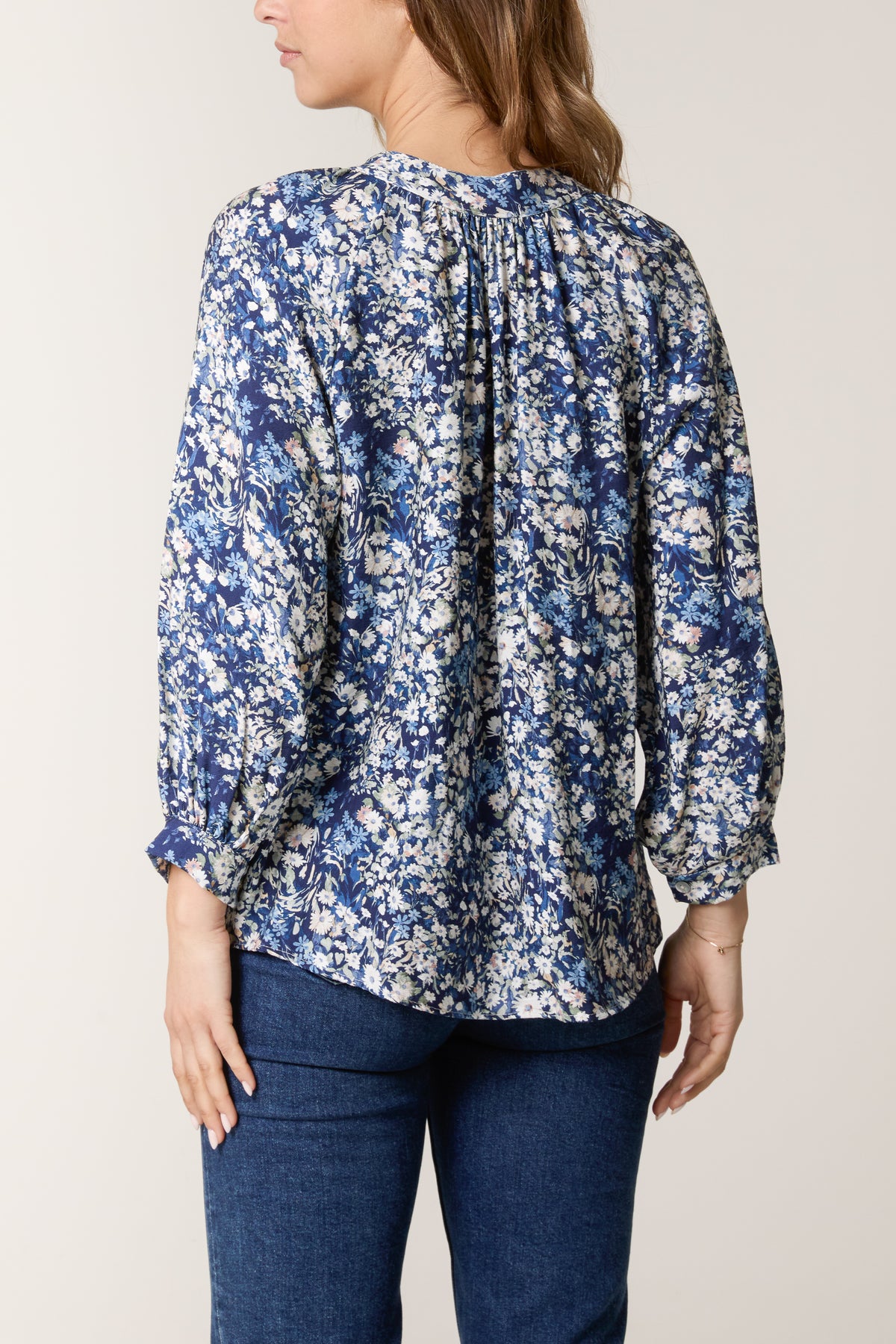 Daisy Print Shell Button Blouse