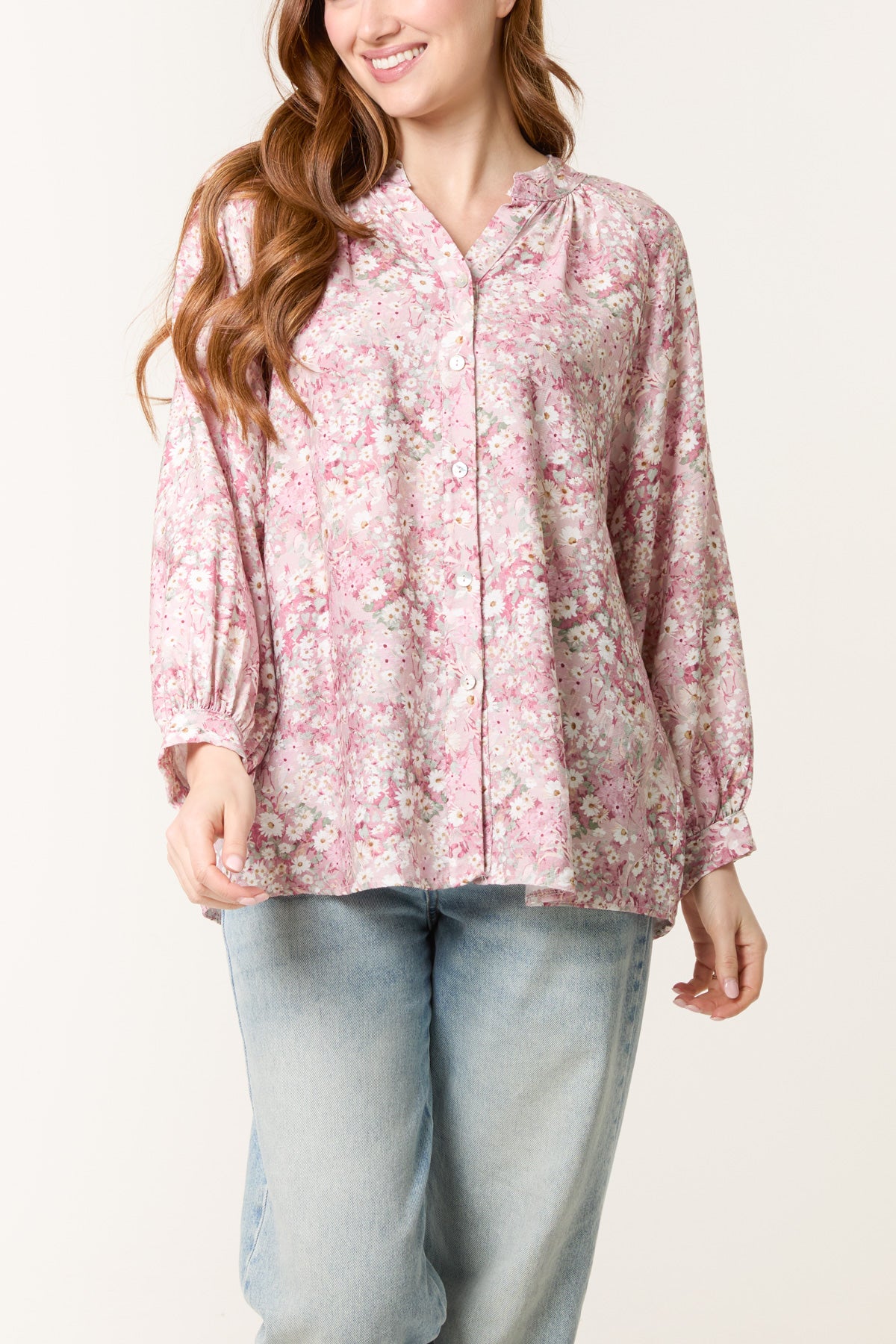 Daisy Print Shell Button Blouse