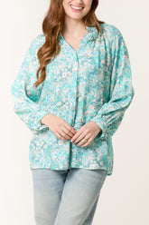 Daisy Print Shell Button Blouse