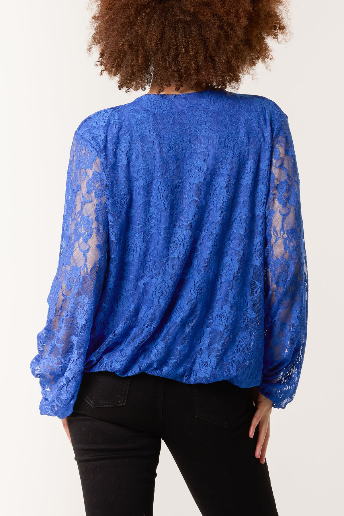 Round Neck Puffball Sleeve Lace Top